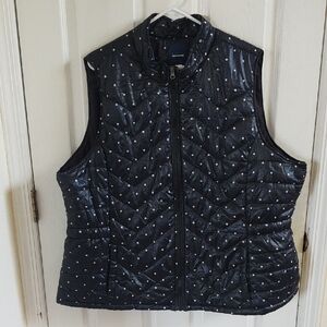 Eddie Bauer Black Quilted Polka Dot Vest